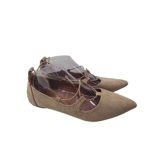 Yoki Women's pointed Toe strappy ballet flat Beige Size 9